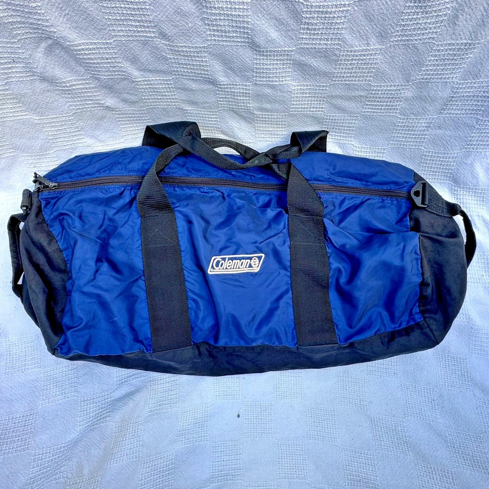 Coleman Sports Duffle Bag Blue Large 28" x 12" Black Straps Athletic Travel Gym